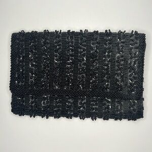 Black beaded hand bag, made in the British crown colony of Hong Kong!